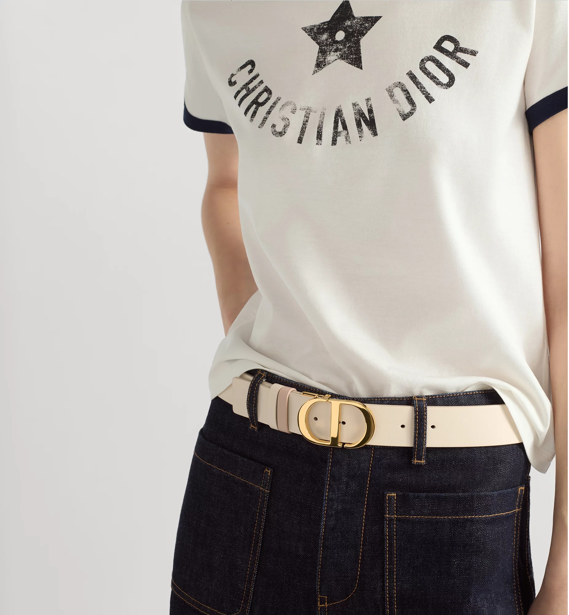 Dior 30 Montaigne Reversible Belt In Nude