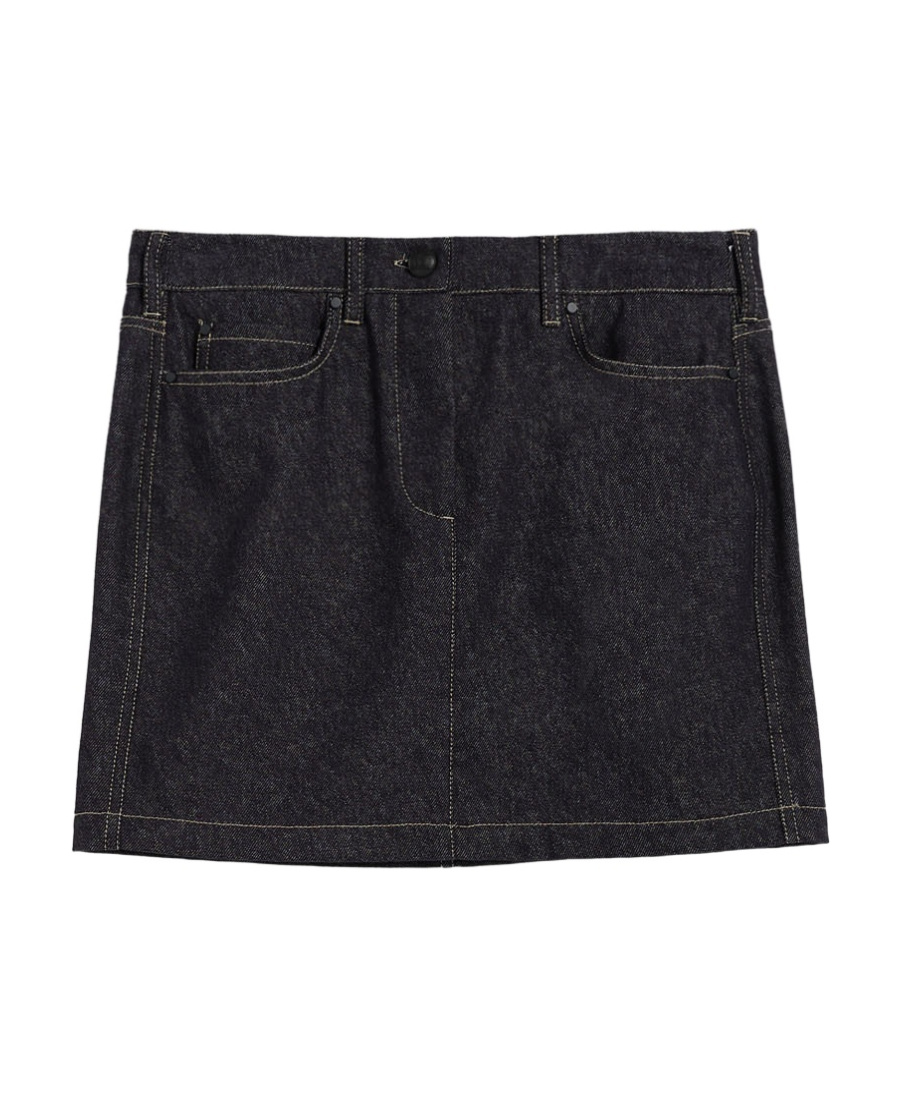 Max Mara Logo Denim Skirt In Black