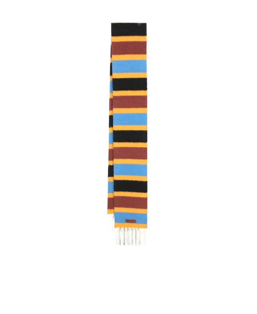 MARNI LOGO-PATCH STRIPED SCARF
