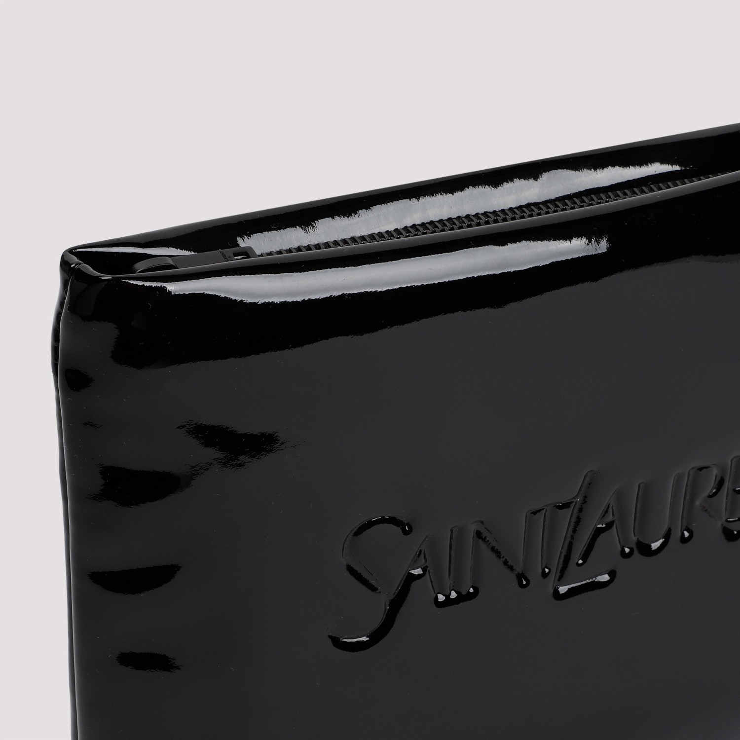 Saint Laurent Men Patent Leather Pouch In Black