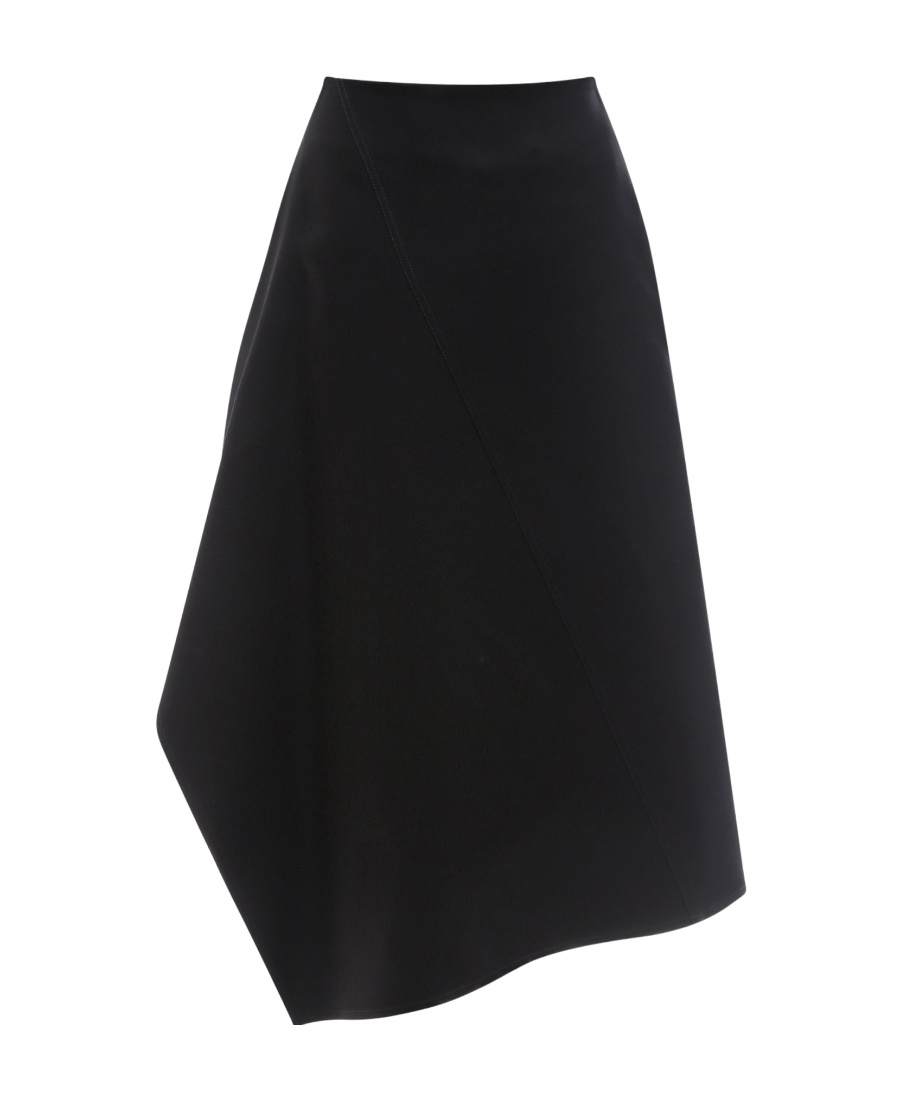 Bottega Veneta Asymmetric Cotton Midi Skirt In Black