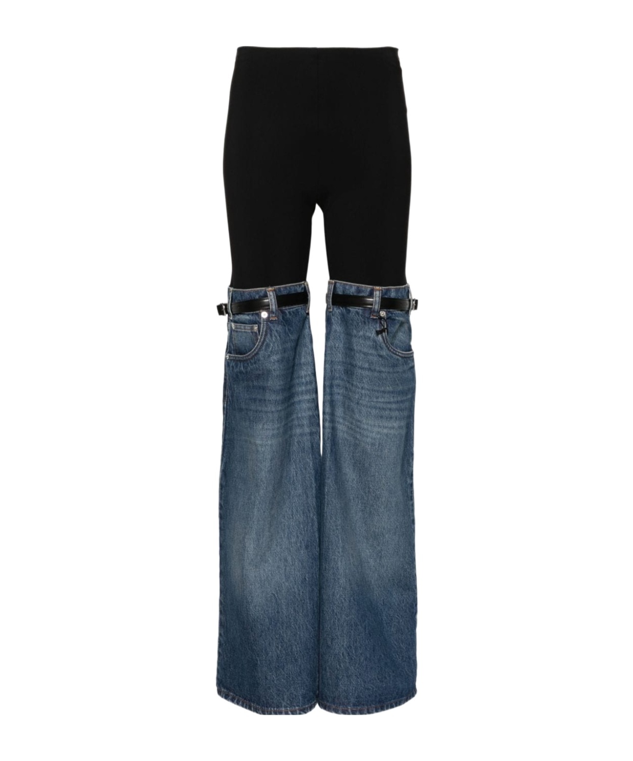 Shop Coperni Hybrid Denim-panels Trousers In Blue