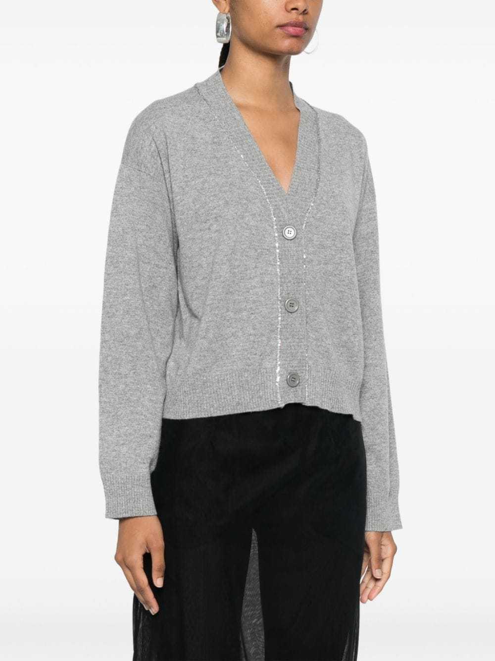 Fabiana Filippi Sequin-embellished Virgin Wool Blend Cardigan In Gray