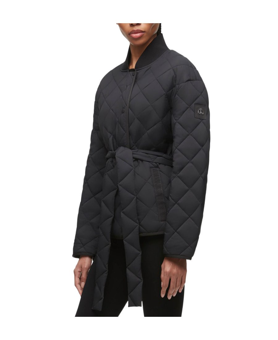 Moose Knuckles Queensway Quilted Belted Jacket In Black