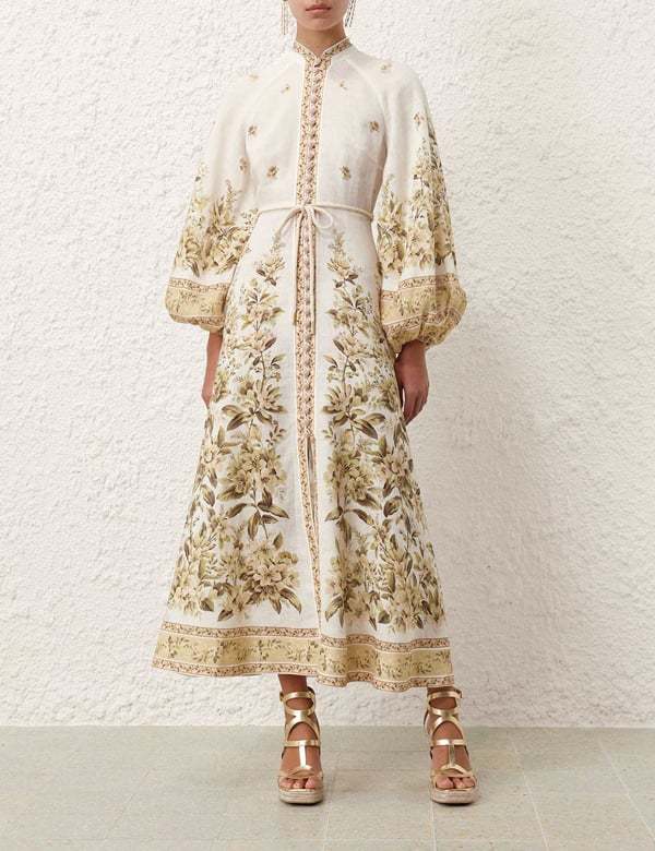 Shop Zimmermann Floral Pattern Dress In Nude