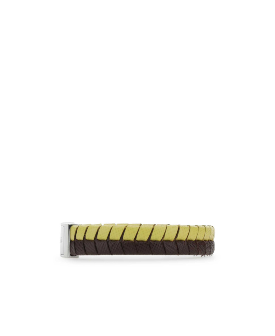 Prada Logo-debossed Braided Bracelet In Yellow
