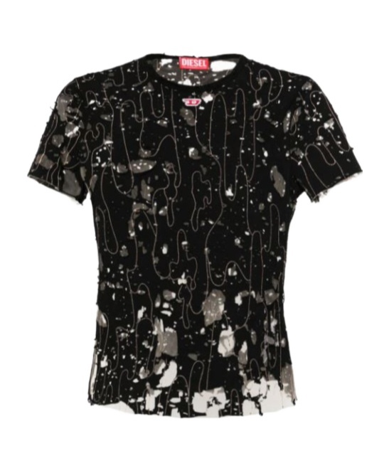 Shop Diesel T-uncyna Distressed T-shirt In Black