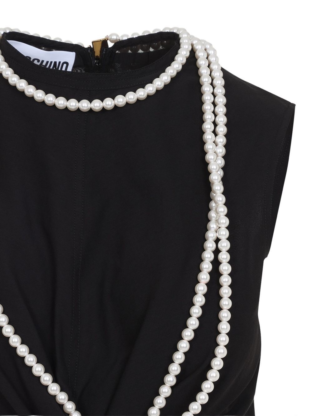 Moschino Flared Hem Knot Detailing Pearl Embellishments In Black