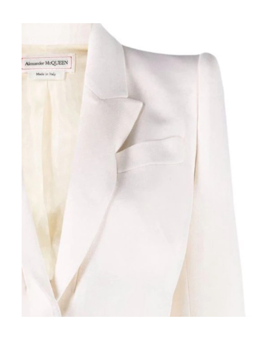 Alexander Mcqueen Button Embellished White Blazer In White