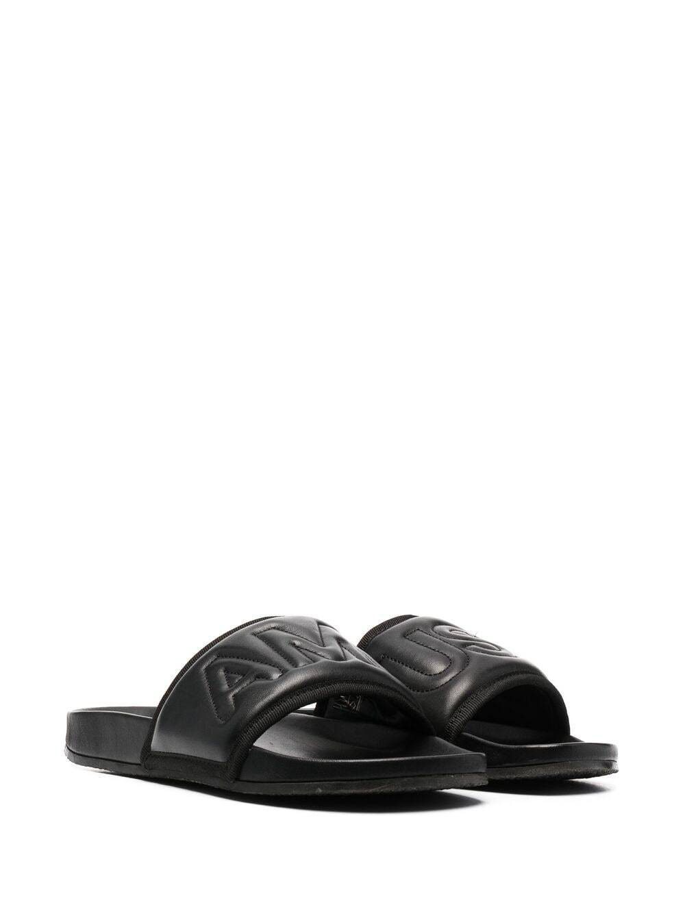 Ambush 10mm Quilted Leather Slide Sandals In Black