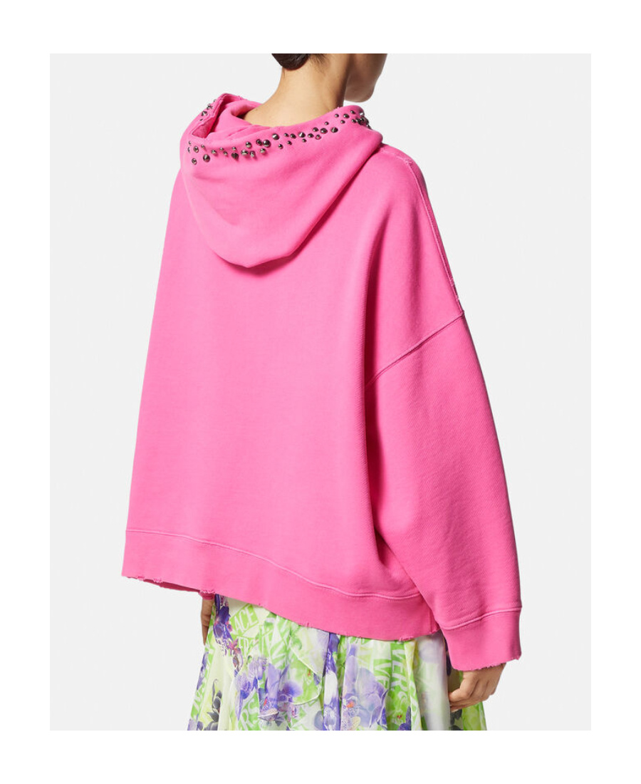 Versace Logo-print Detail Hoodie In Pink