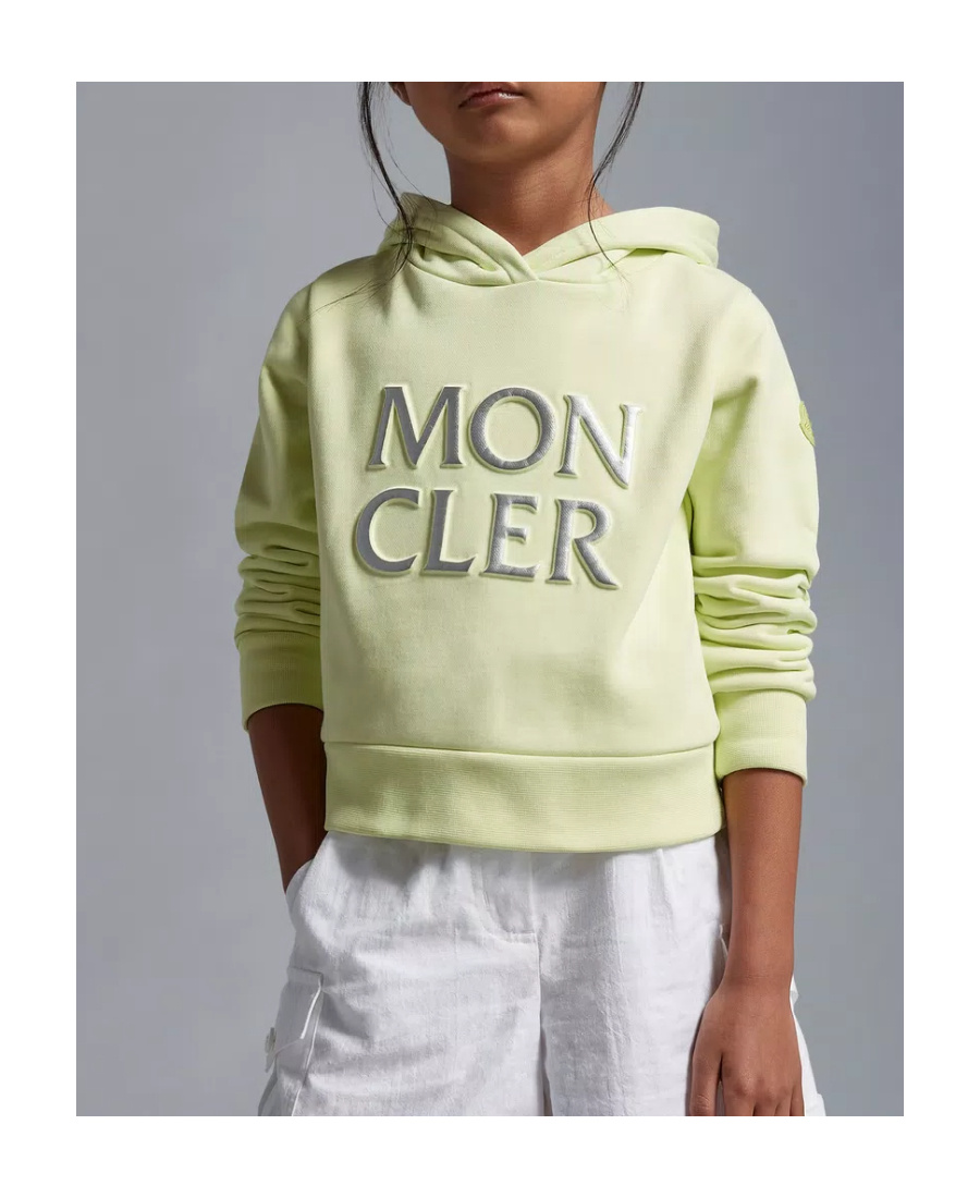 Moncler Embroidered-logo Cotton Hoodie In Yellow