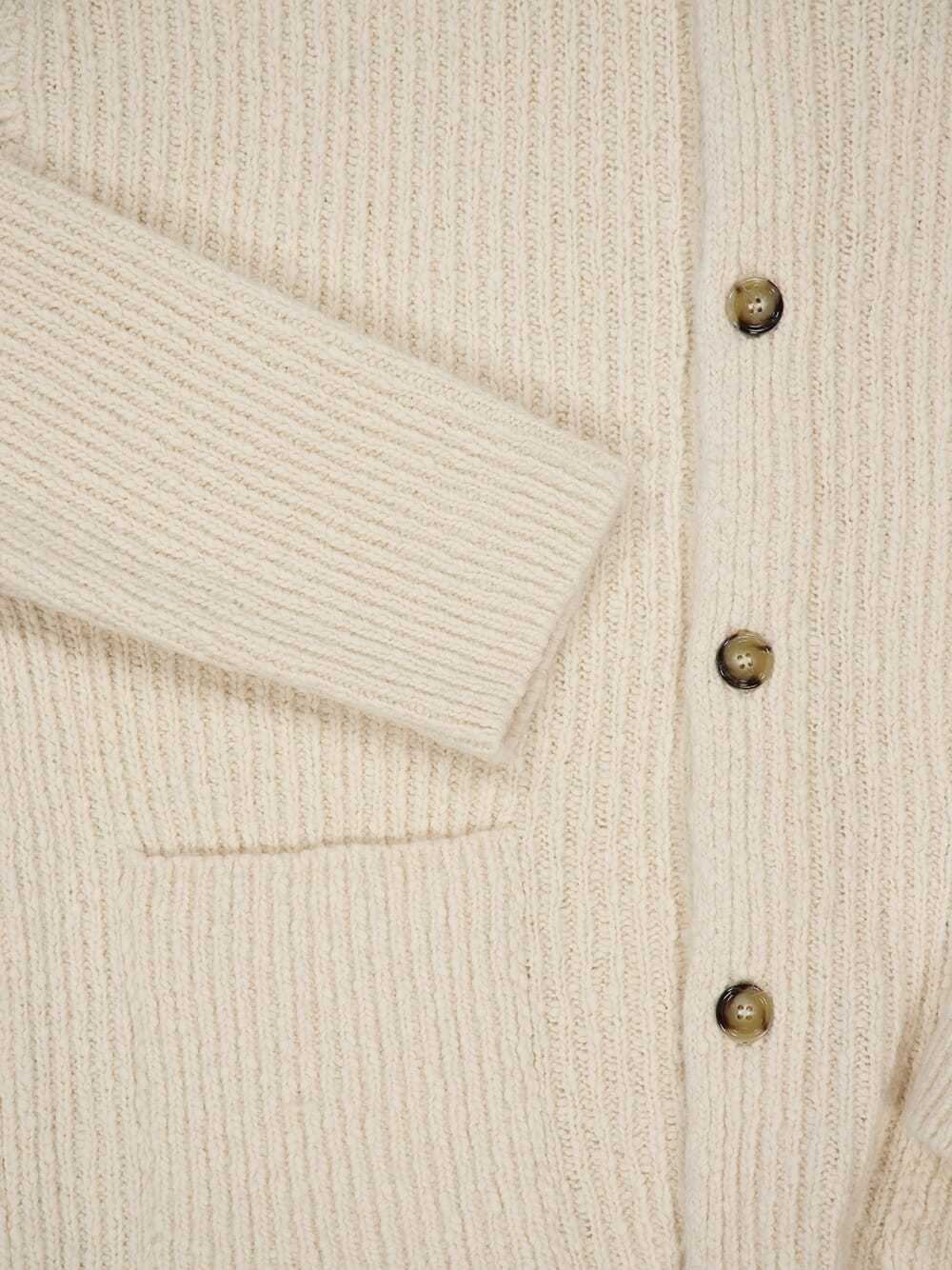 Ami Alexandre Mattiussi Ribbed Cardigan With Long Sleeves And Pockets In White