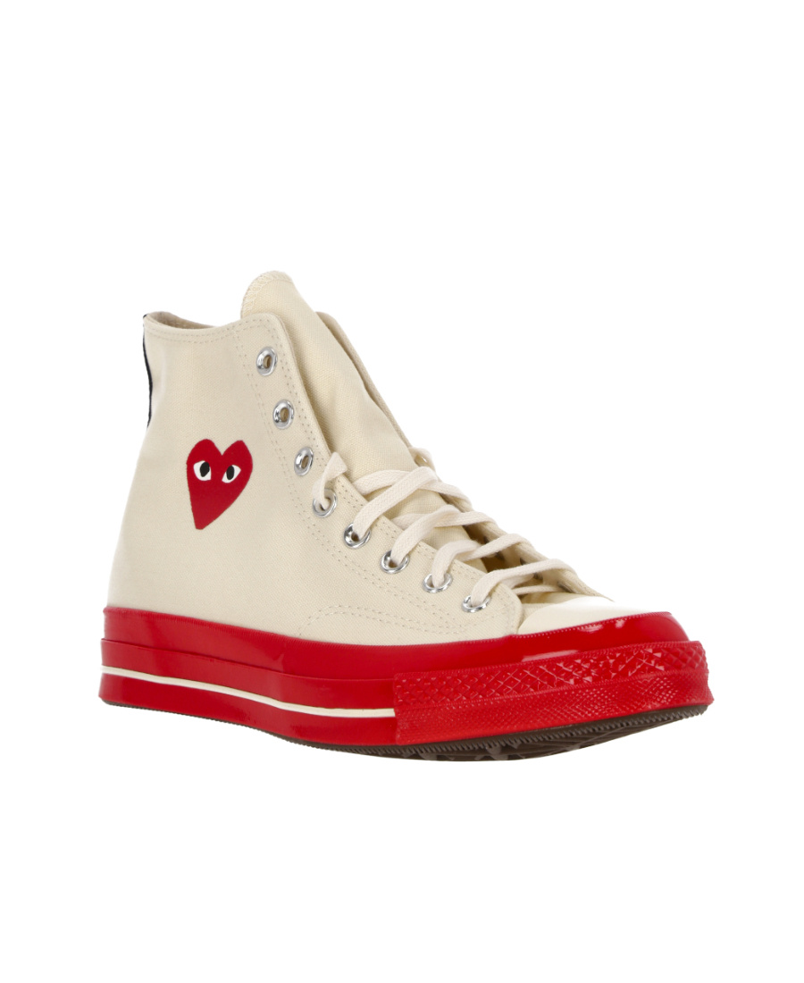 Comme Des Garçons Play X Converse High-top Casual Sneakers In White