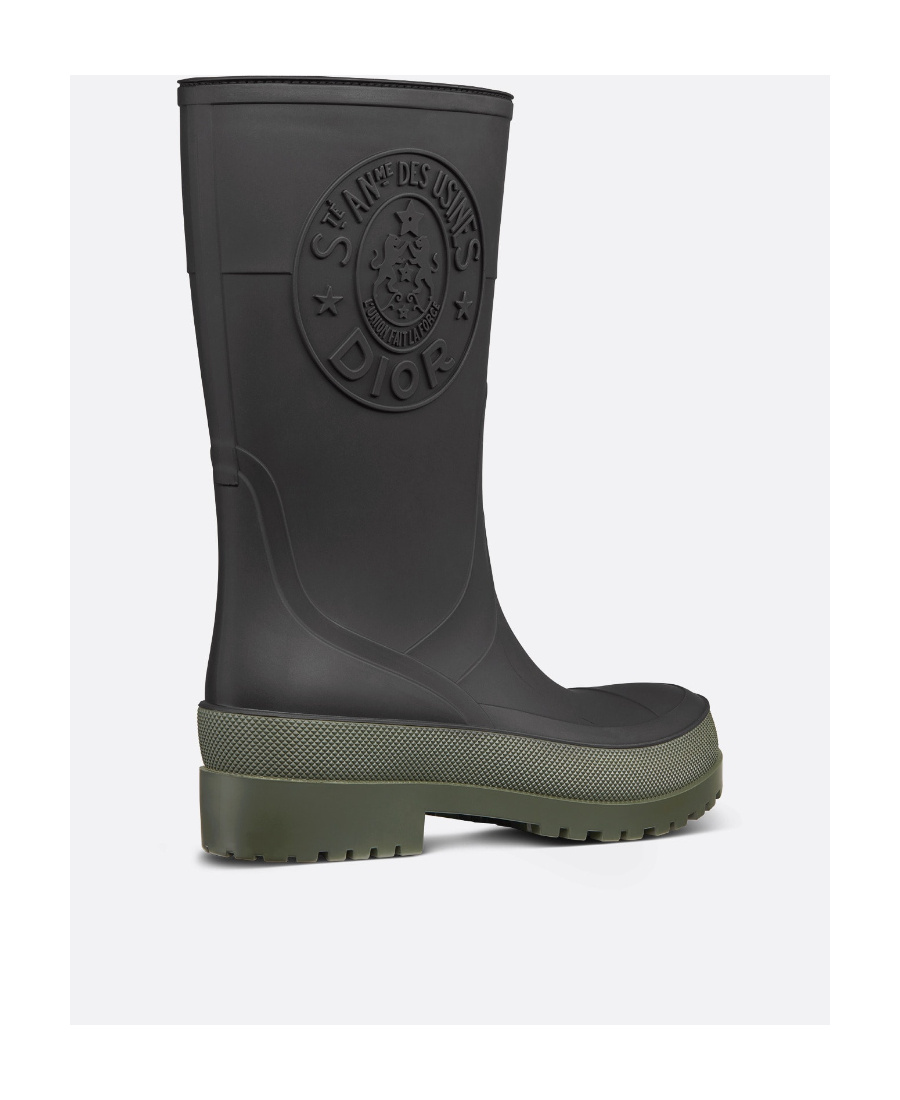 Dior Logo Embossed Round Toe Rain Boots In Black