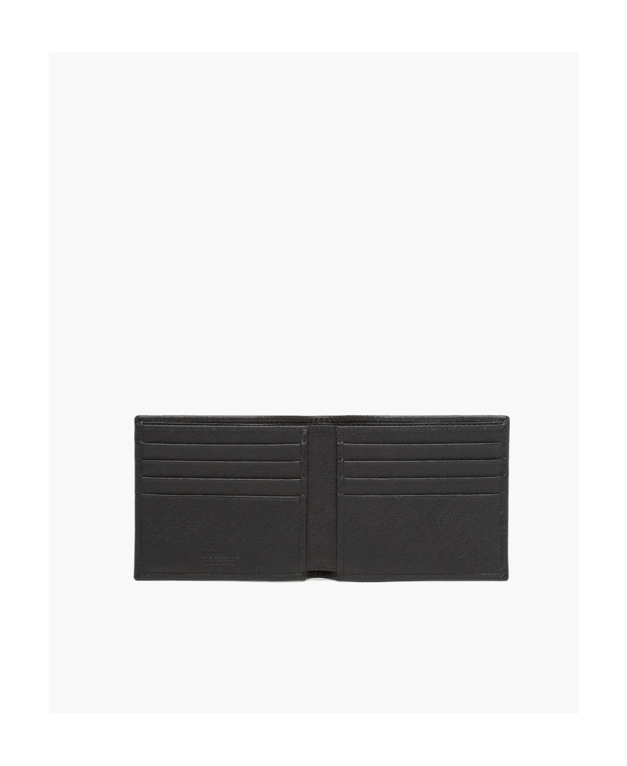 Prada Men Portafoglio Bi-fold Con Portamonete In Pelle Saffiano In Black