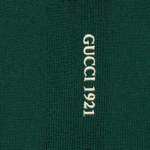 Gucci Logo-embroidered Wool Polo Shirt In Black