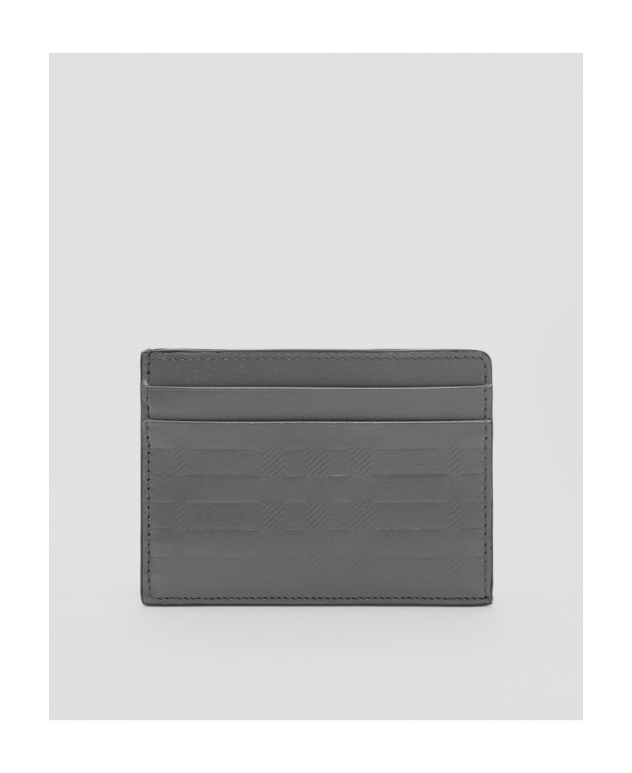 Burberry Embossed Leather Cardholder In Gray