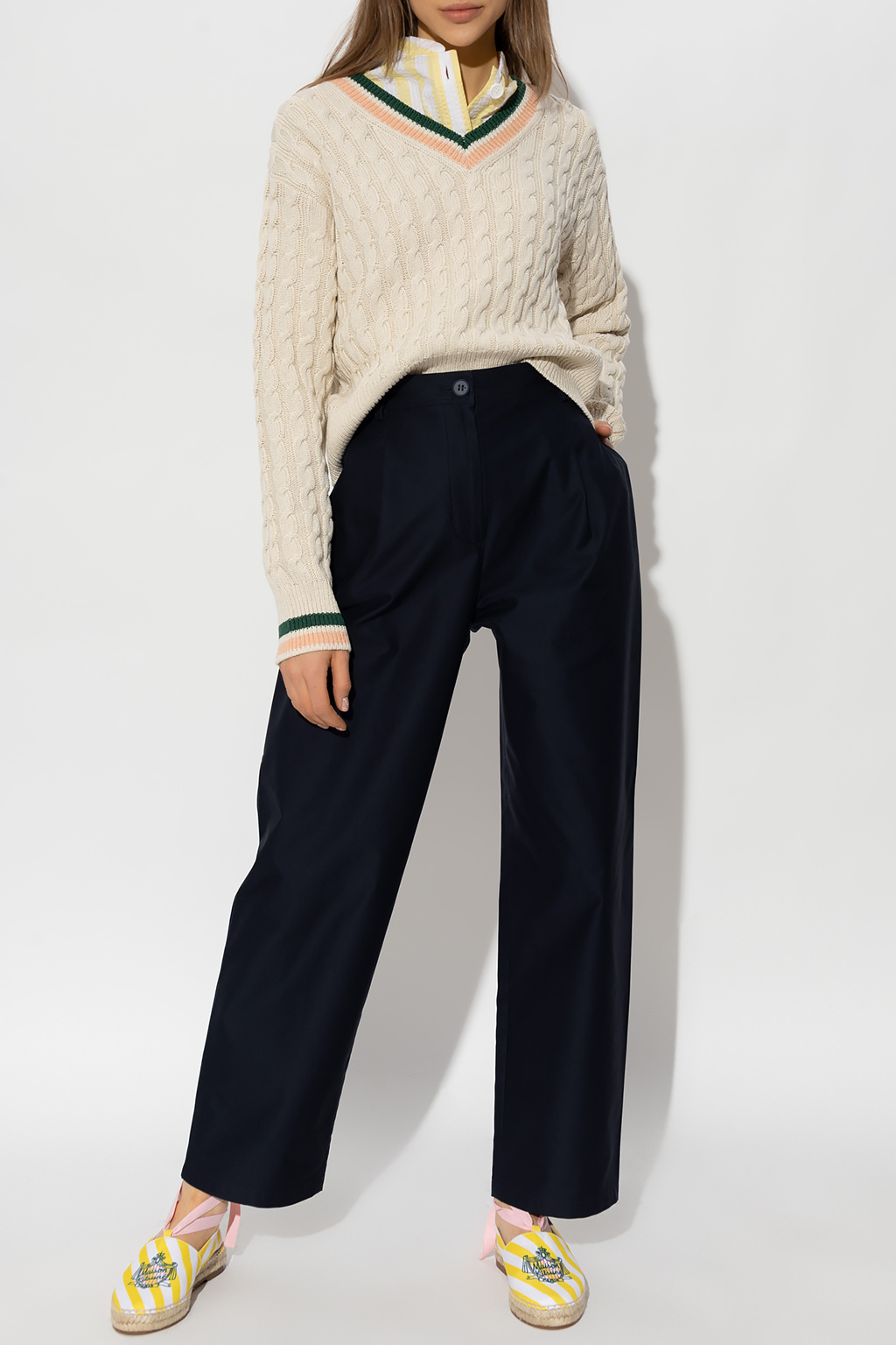 MAISON KITSUNÉ COTTON PLEATED TROUSERS