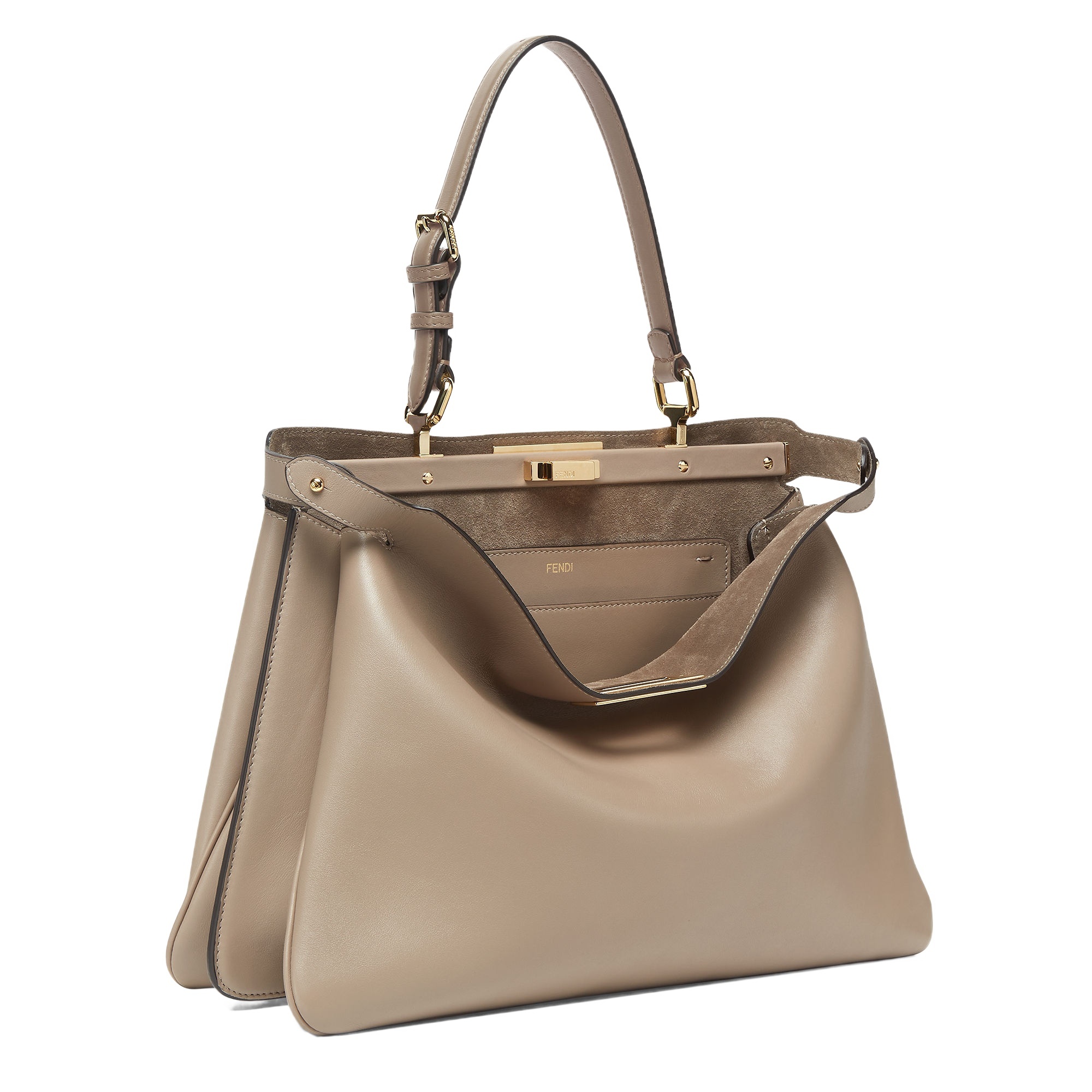 Fendi Signature Large Peekaboo Soft Handbag In Nude