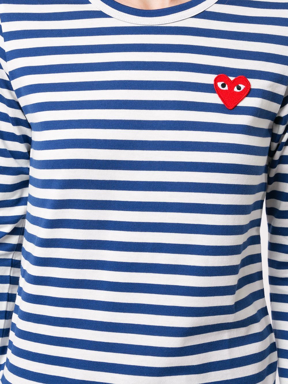 Comme Des Garçons Play Striped Logo-patch T-shirt In Blue