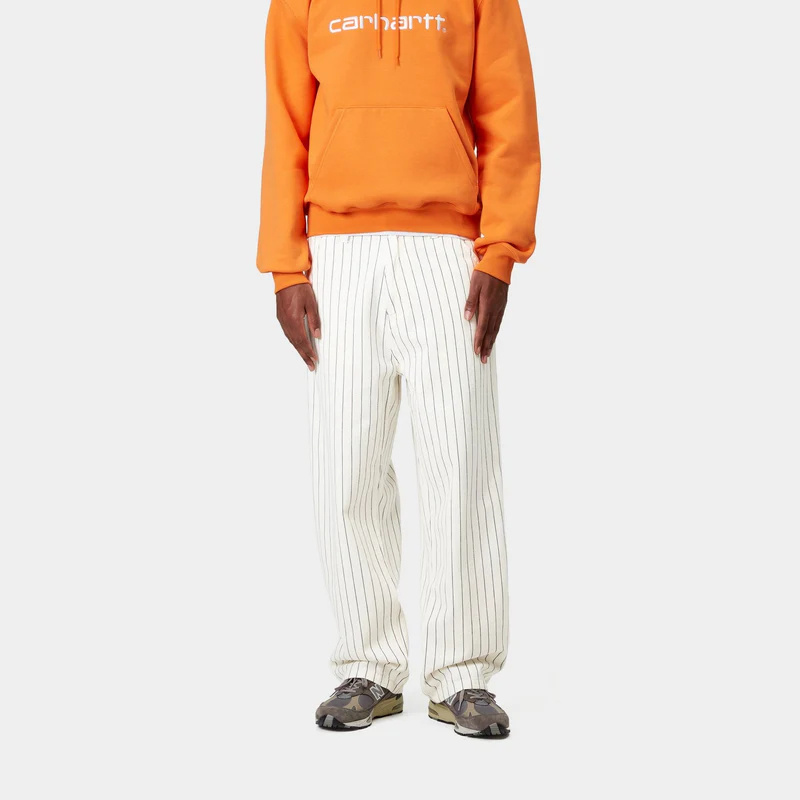 Carhartt Og Single Knee Pant In Wax/dark Navy Blue Seton Stripe