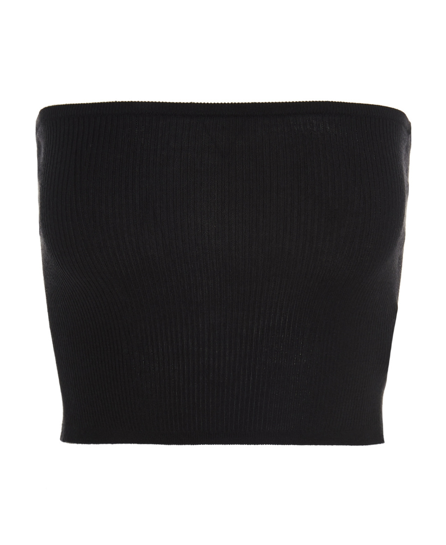 Saint Laurent Knitted Crop Top In Black