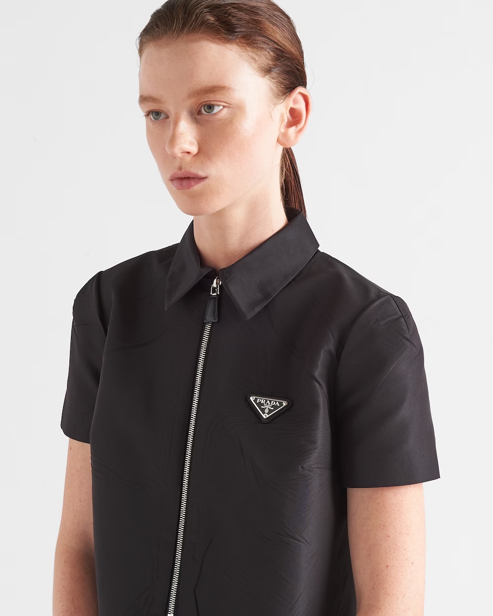 Prada Mini Dress With Drawstring Hemline And A-line Silhouette In Black
