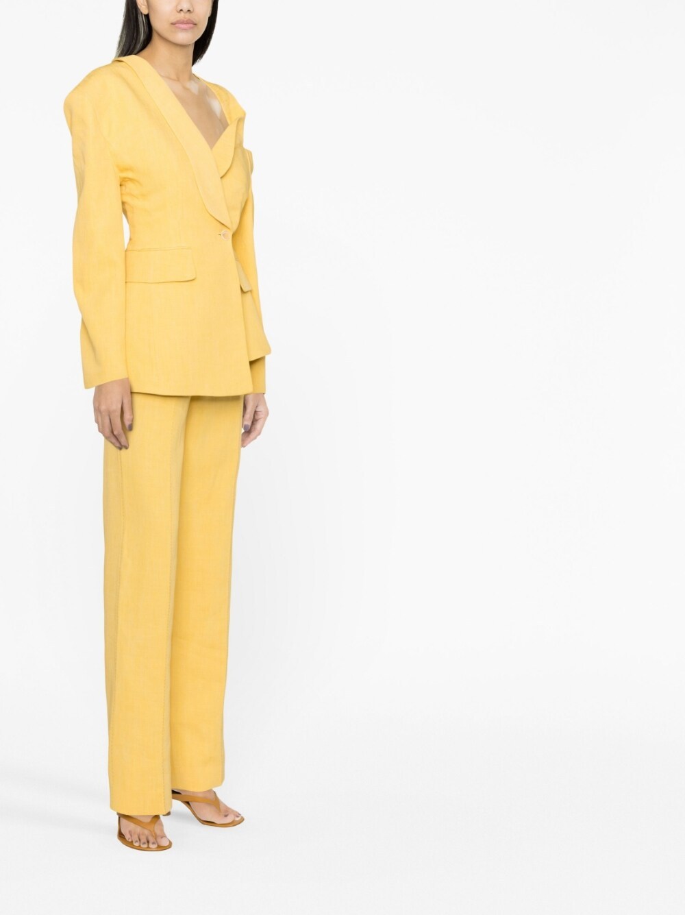 Jacquemus Baska Asymmetric Blazer In Yellow