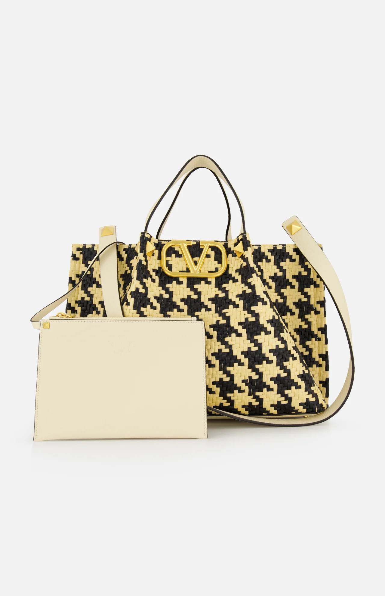 Valentino Double Handle Shoulder Bag In Brown