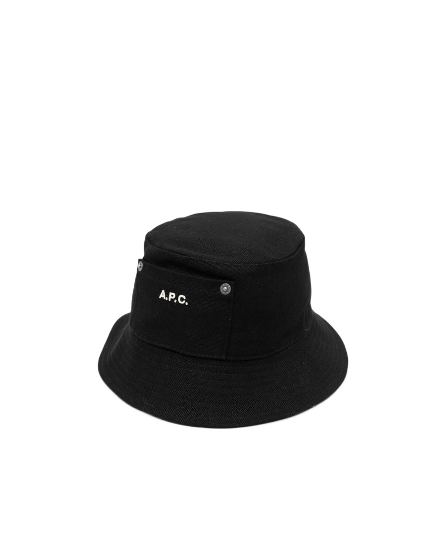 Apc Logo-embroidery Cotton Bucket Hat In Black
