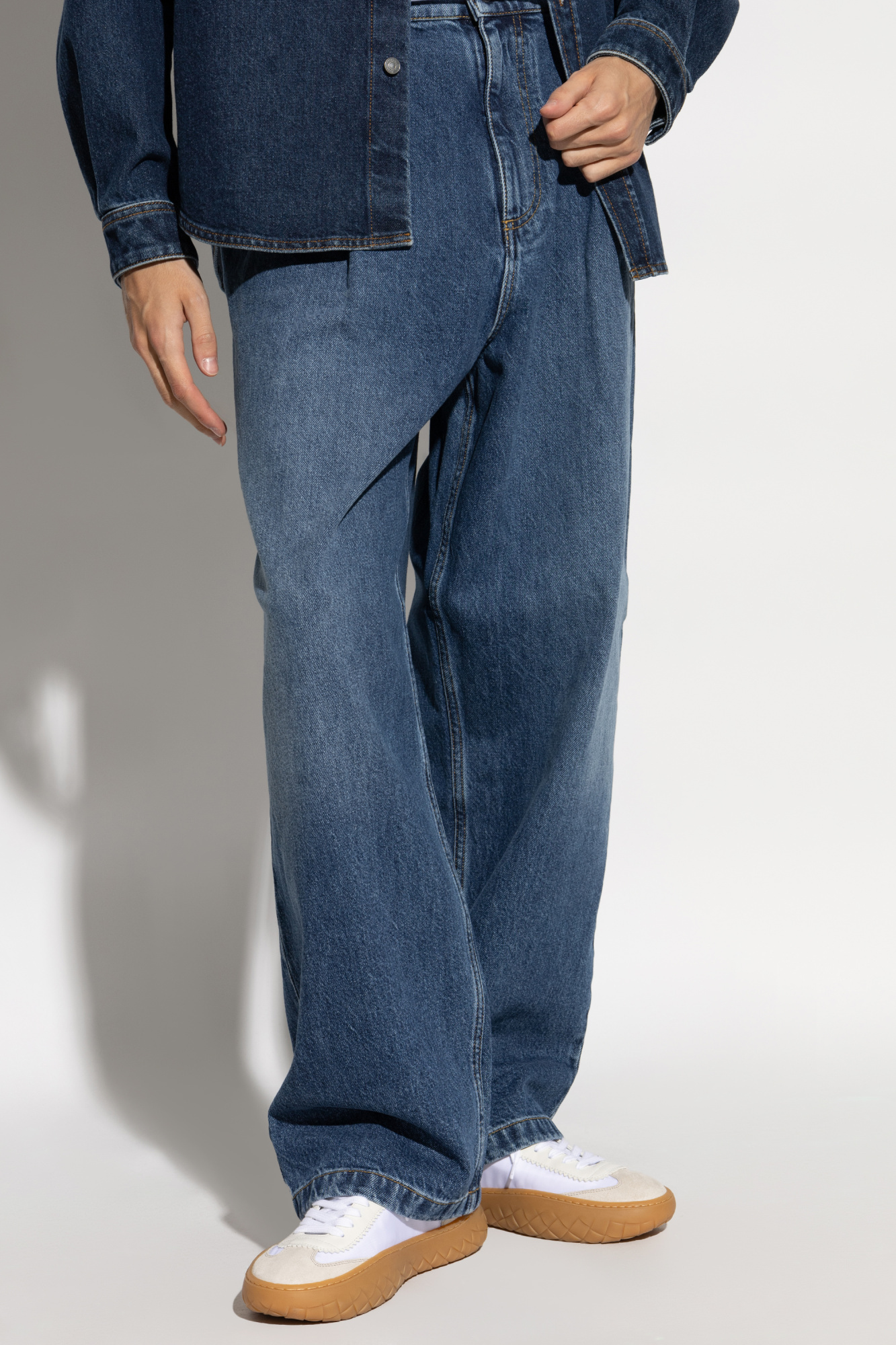 MOSCHINO MOSCHINO LOGO PATCH WIDE-LEG JEANS