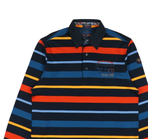 Paul & Shark Striped Long-sleeved Polo Shirt In Black