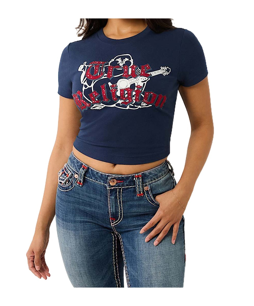 TRUE RELIGION CRYSTAL LOGO BUDDHA BABY TEE