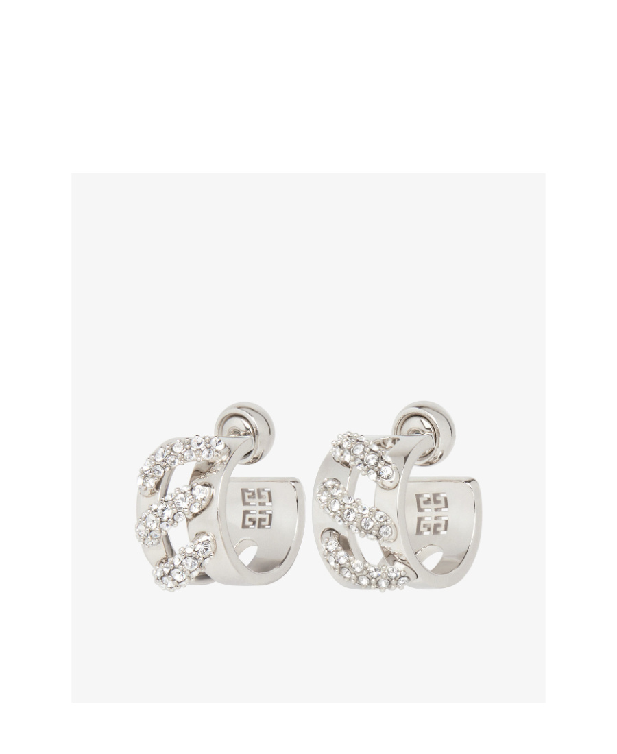 Givenchy Stitch Earrings In Metal With Crystals In White