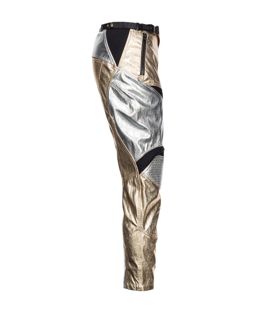 Pinko Panelled Metallic-finish Trousers In Multi
