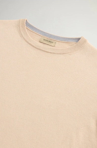 Woolrich Logo Cotton Crewneck In Neutral