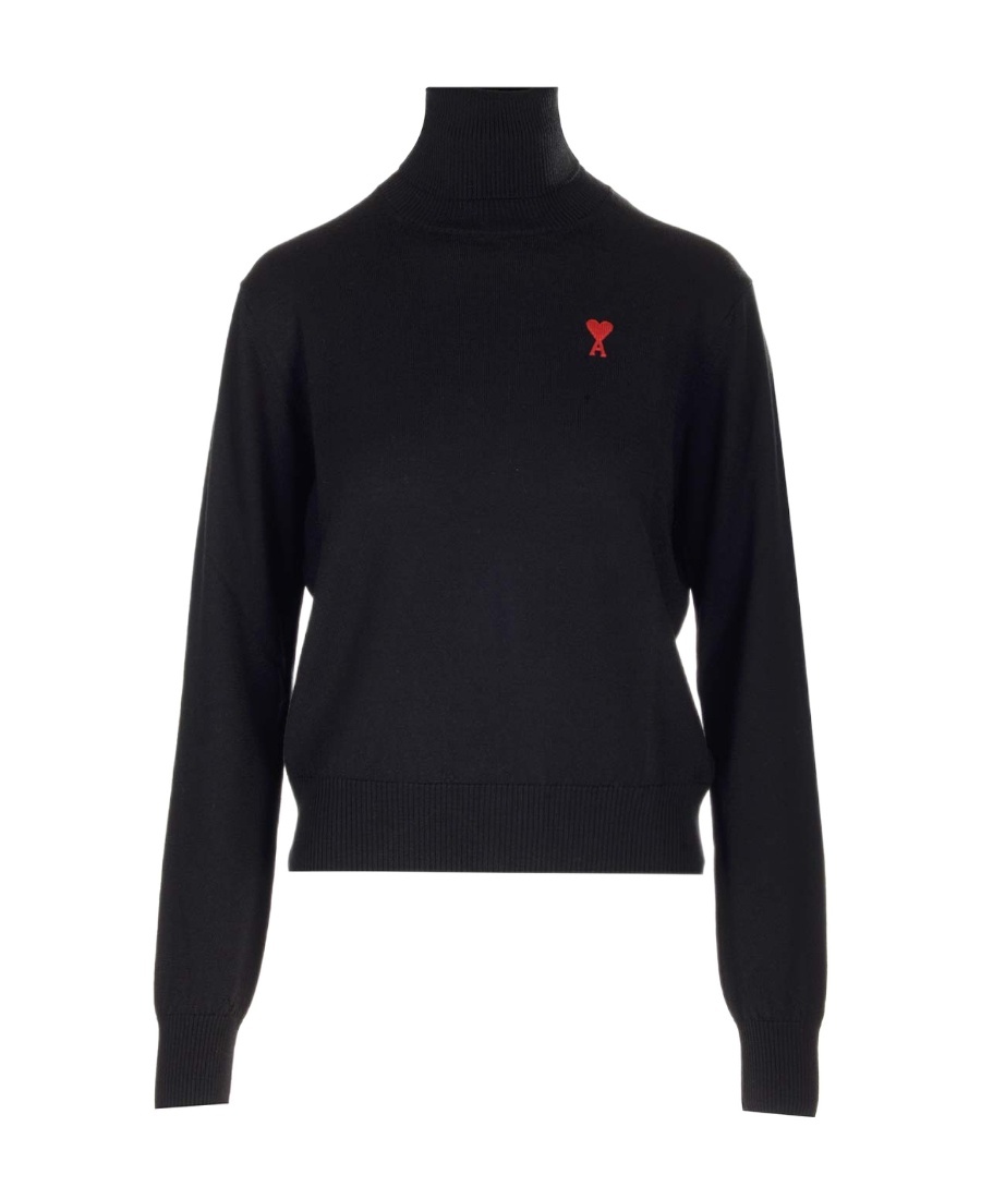Ami Alexandre Mattiussi Ami Paris Jersey With Ami De Couer Embroidery In Black