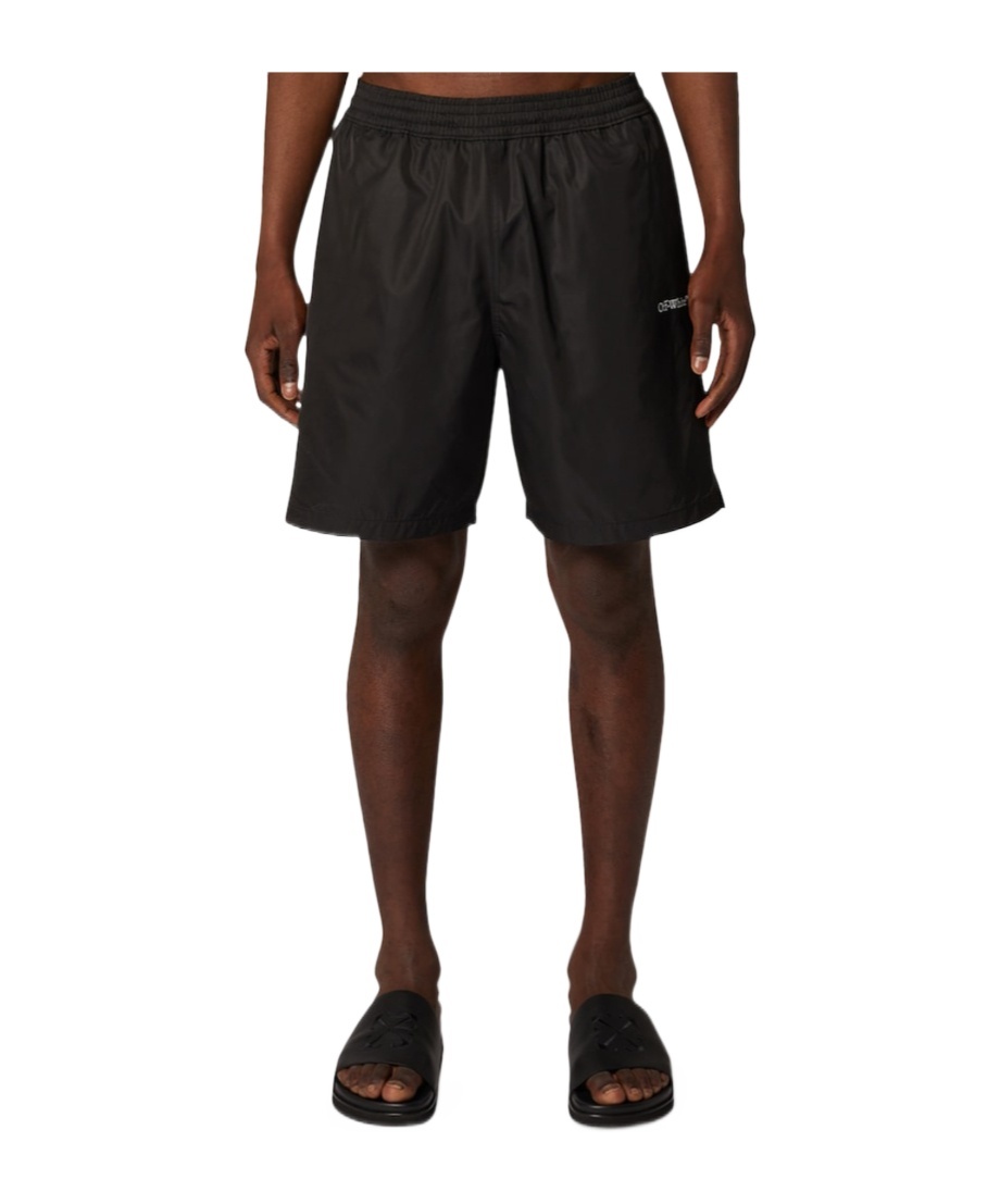 Off-white Arrows-motif Drawstring Swim Shorts In Black