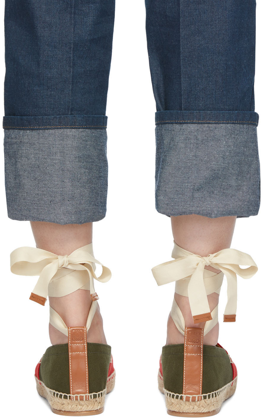 Loewe Lace Straw Shoes In Multicolor