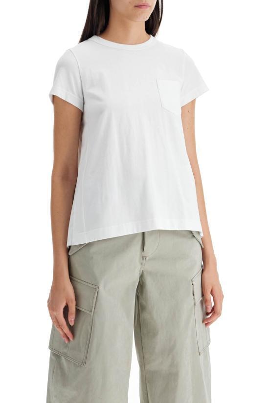 Sacai Contrasting-panels Jersey T-shirt In White