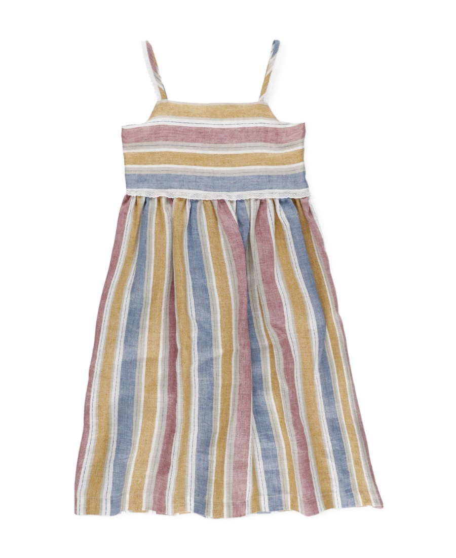 Il Gufo Striped Pleated Dress In Multicolor