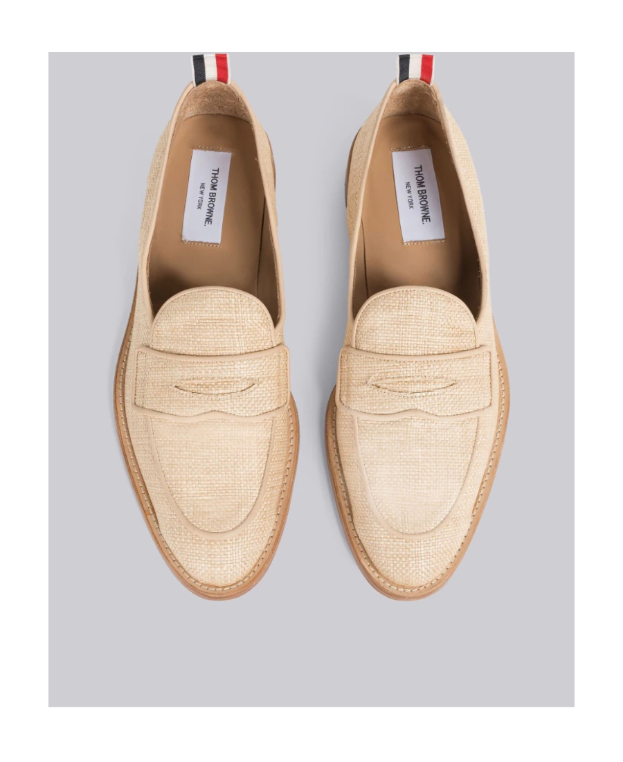 Thom Browne Grosgrain-loop Trim Loafers In Nude