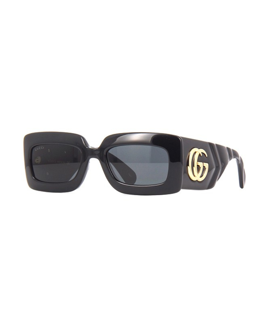 Gucci Double G Rectangle-frame Sunglasses In Black