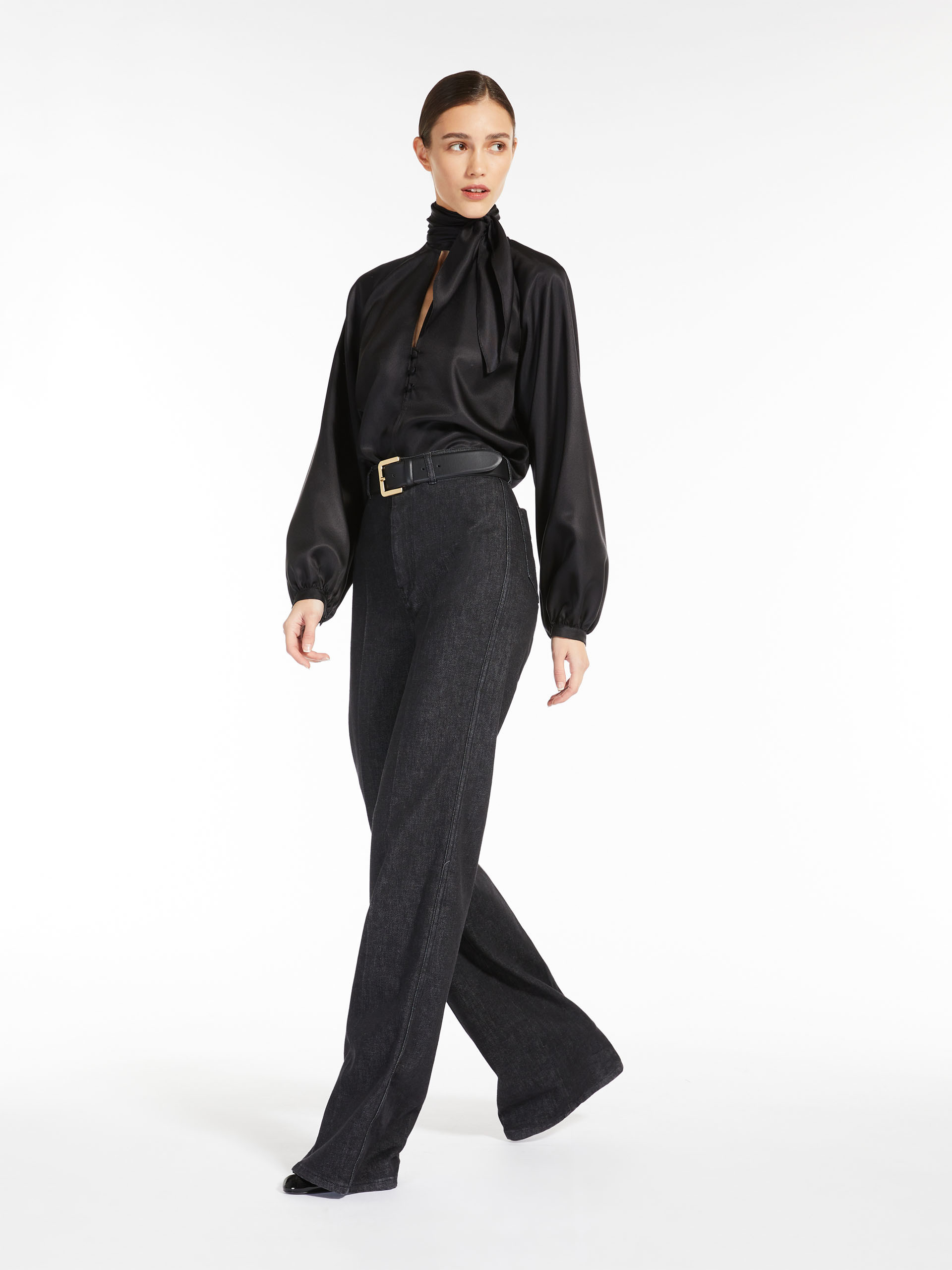 Max Mara Dark Wash Straight-leg Jeans In Black