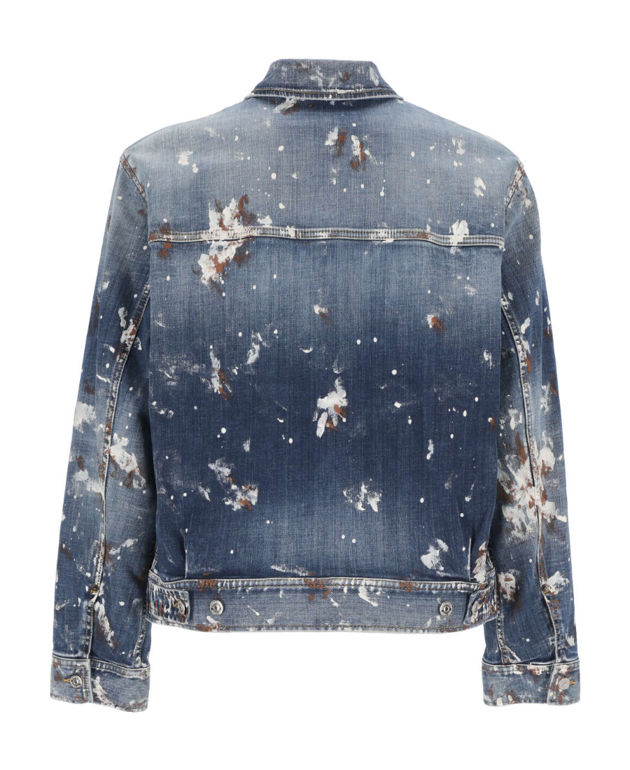 Dsquared2 Red Spots Washed Denim Jacket In Blue
