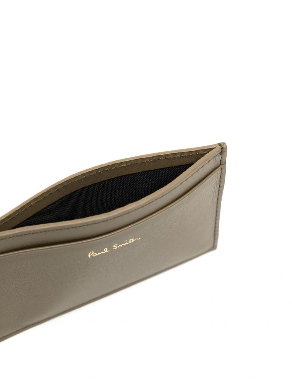 Paul Smith Stripe-print Logo Cardholder In Brown