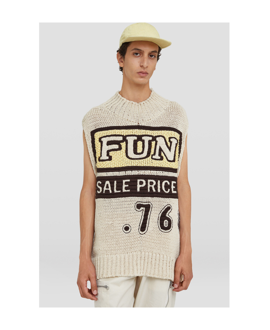 Jil Sander Slogan Print Vest Pullover Men In Neutral