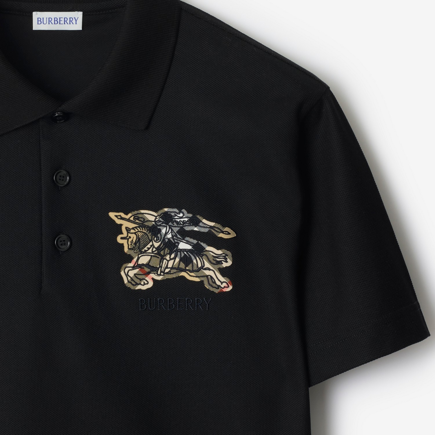 Burberry Evan Ekd Check Cotton Polo Shirt Clothing In Black
