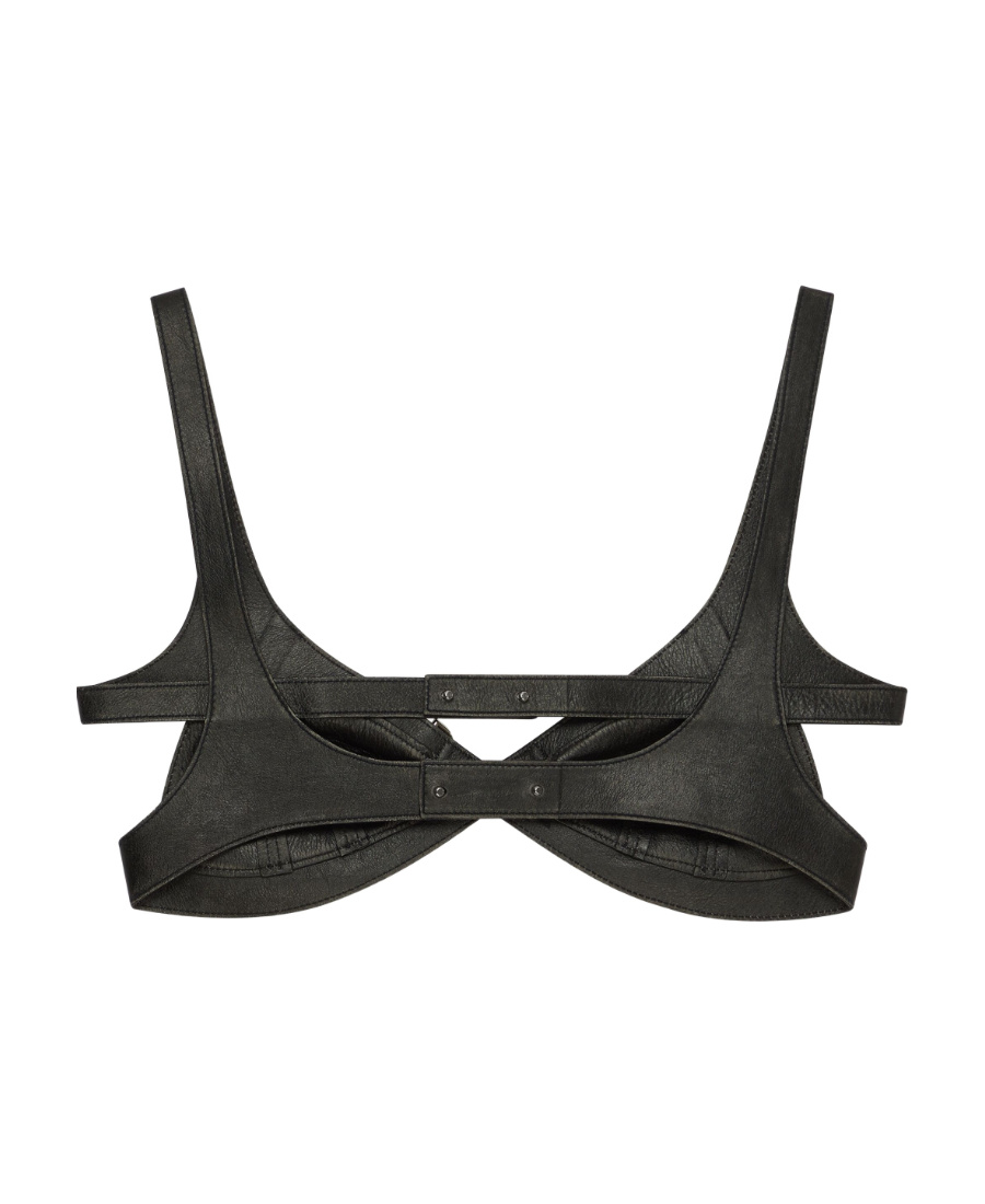 Givenchy Bra Top In Leather With Crossed Effect In Black